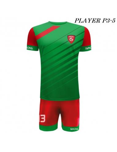 Strój Piłkarski Damons PLAYER P3 zielono czerwone ukośne pasy