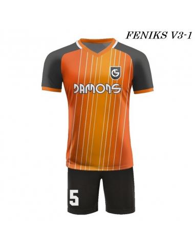 Strój Piłkarski Damons FENIKS V3 pomarańczowo czarny przód