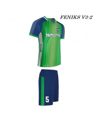 Strój Piłkarski Damons FENIKS V3 zielono niebieski