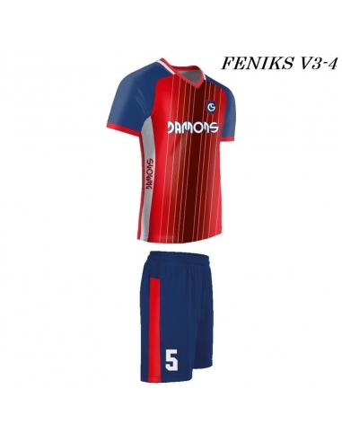 Strój Piłkarski Damons FENIKS V3 czerwono granatowy
