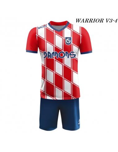 Strój piłkarski Damons Warrior V3 biało czerwono granatowy