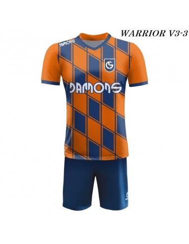Strój piłkarski Damons Warrior V3 pomarańczowo granatowy przód