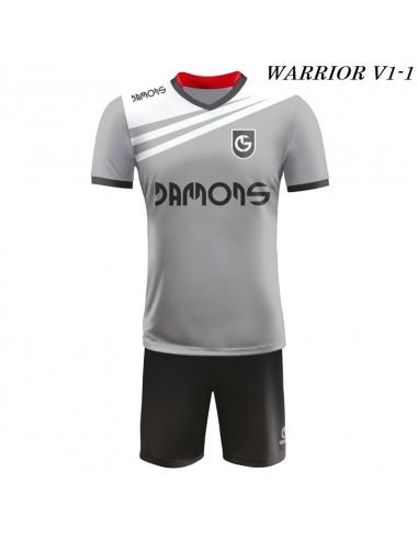 Strój piłkarski Damons Warrior V1 szaro biało czarne