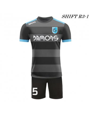 Strój piłkarski Damons SHIFT R3 szaro-czarny przód