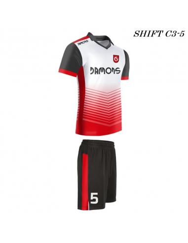 Strój piłkarski Damons SHIFT C3-4 biało-czerwony. Komplety dla piłkarzy.