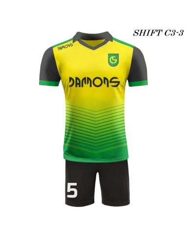 Strój piłkarski Damons SHIFT C3-1 żółty 
przód. Komplety dla piłkarzy.