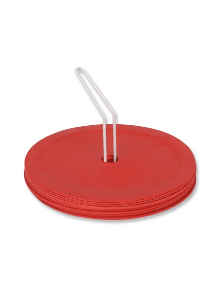 Pole do zabaw-krążek 25cm - 10 szt na stojaku czerwony