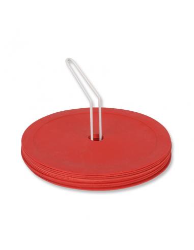 Pole do zabaw-krążek 25cm - 10 szt na stojaku czerwony