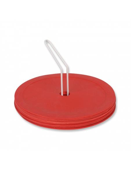 Pole do zabaw-krążek 25cm - 10 szt na stojaku czerwony